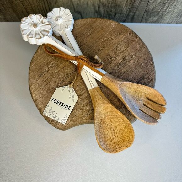 Wood Serving Spoons Flower Home Decor Kitchen FAST SHIP NEW - Picture 1 of 6